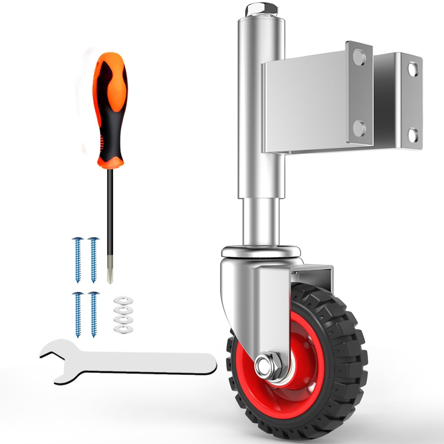 Spring Loaded Gate Casters 4” Rubber Tire Heavy Duty Gate Caster Wheels wi