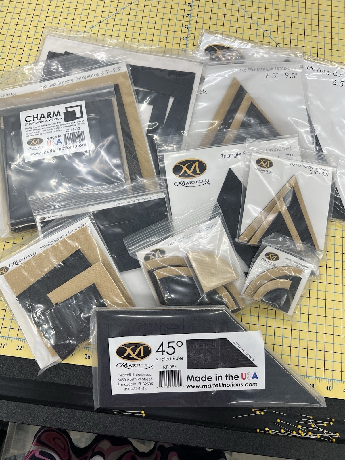 Martelli Notions Non Slip Ruler Templates - Shapes and Sizes