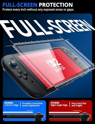 2 Pack Tempered Glass Screen Protector for Nintendo Switch 2 - HD Clear, Scratch