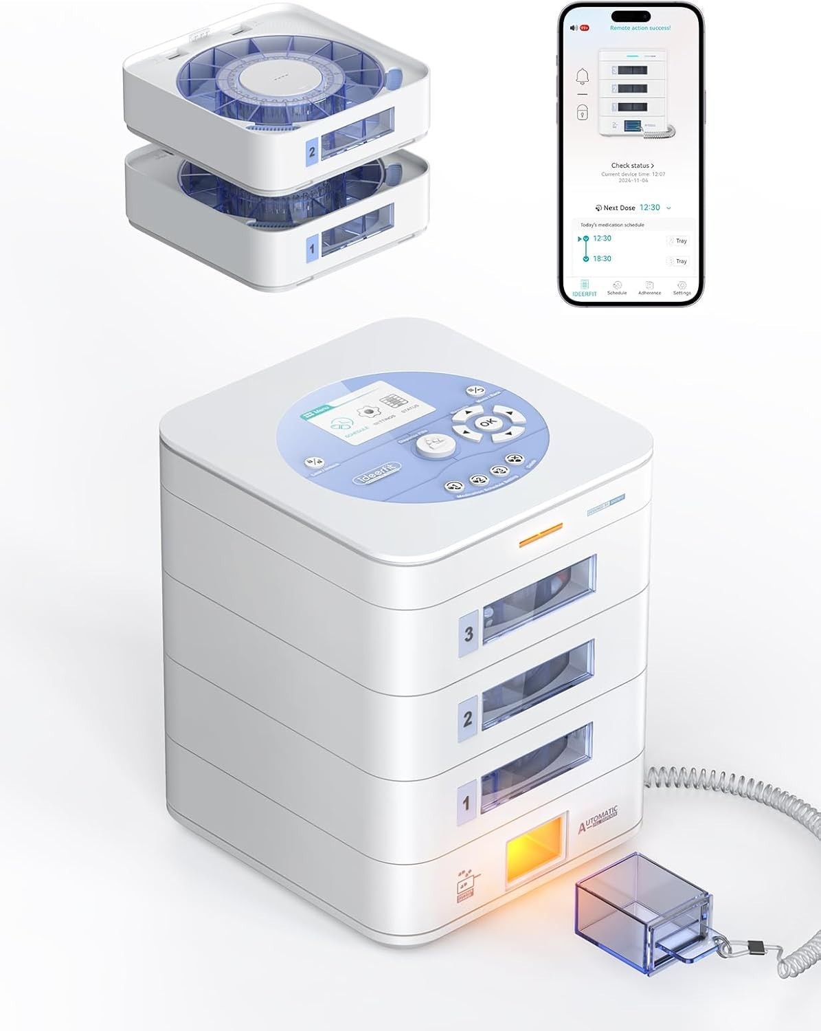 42-Day Automatic Pill Dispenser – App & On-Device Setup by Family LCD Display US