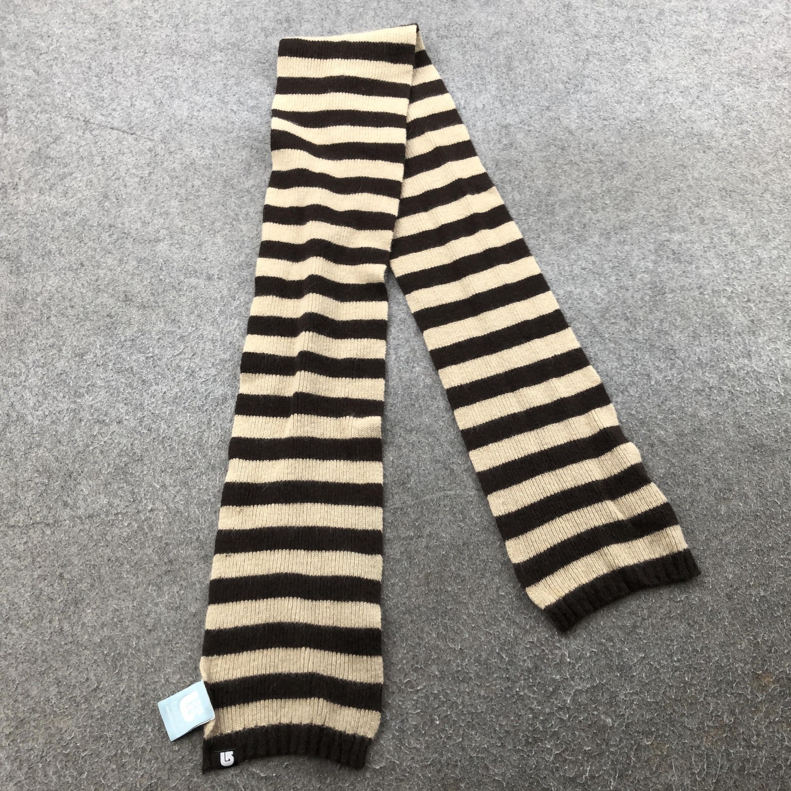 Burton Scarf Mens One Size Brown Tan Striped Knit Snowboard Winter Warm