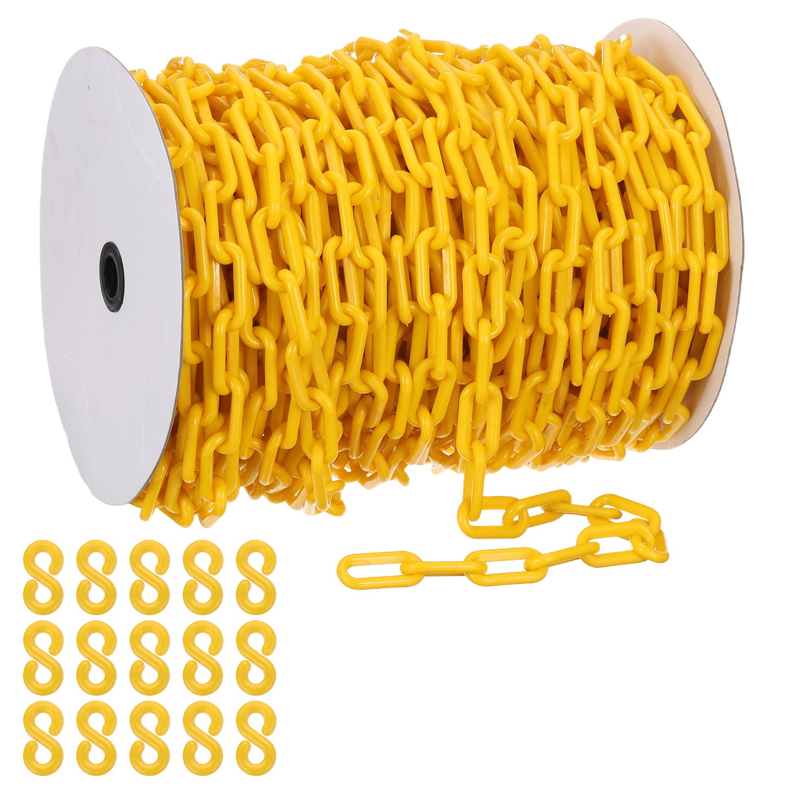 Yellow Plastic Chain, 164 ft 8mm Safety Barrier Chain