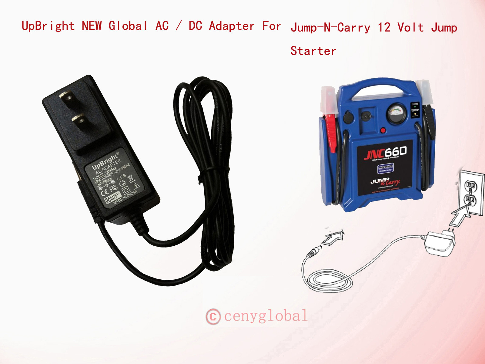 AC/DC Adapter For Jump-N-Carry 12 Volt 1700 Starter JNC 660 KKC-660 SOLJNC660-BF