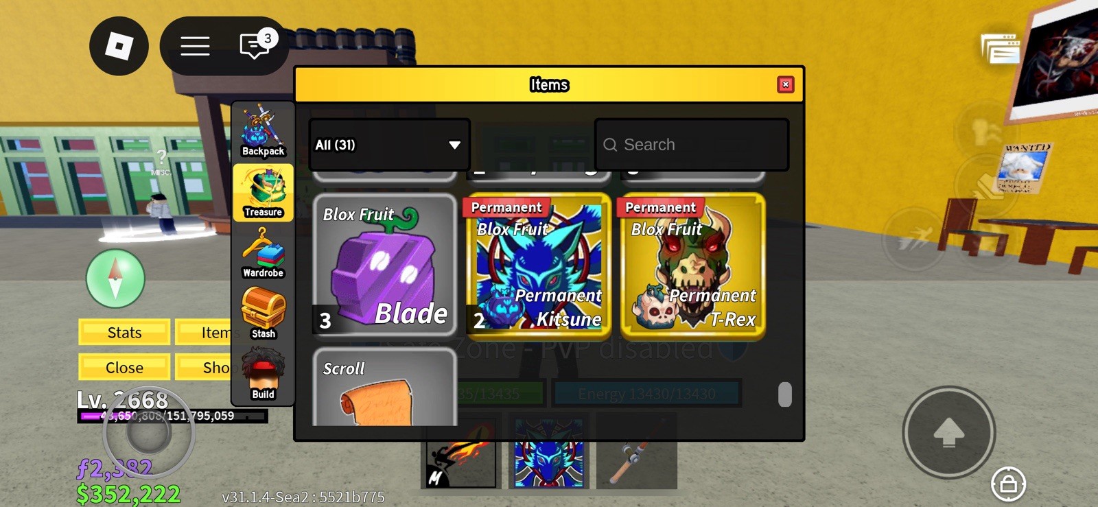Blox Fruits Permanent Kitsune, T-Rex & Blade Game Item/Asset, ID 5521b775