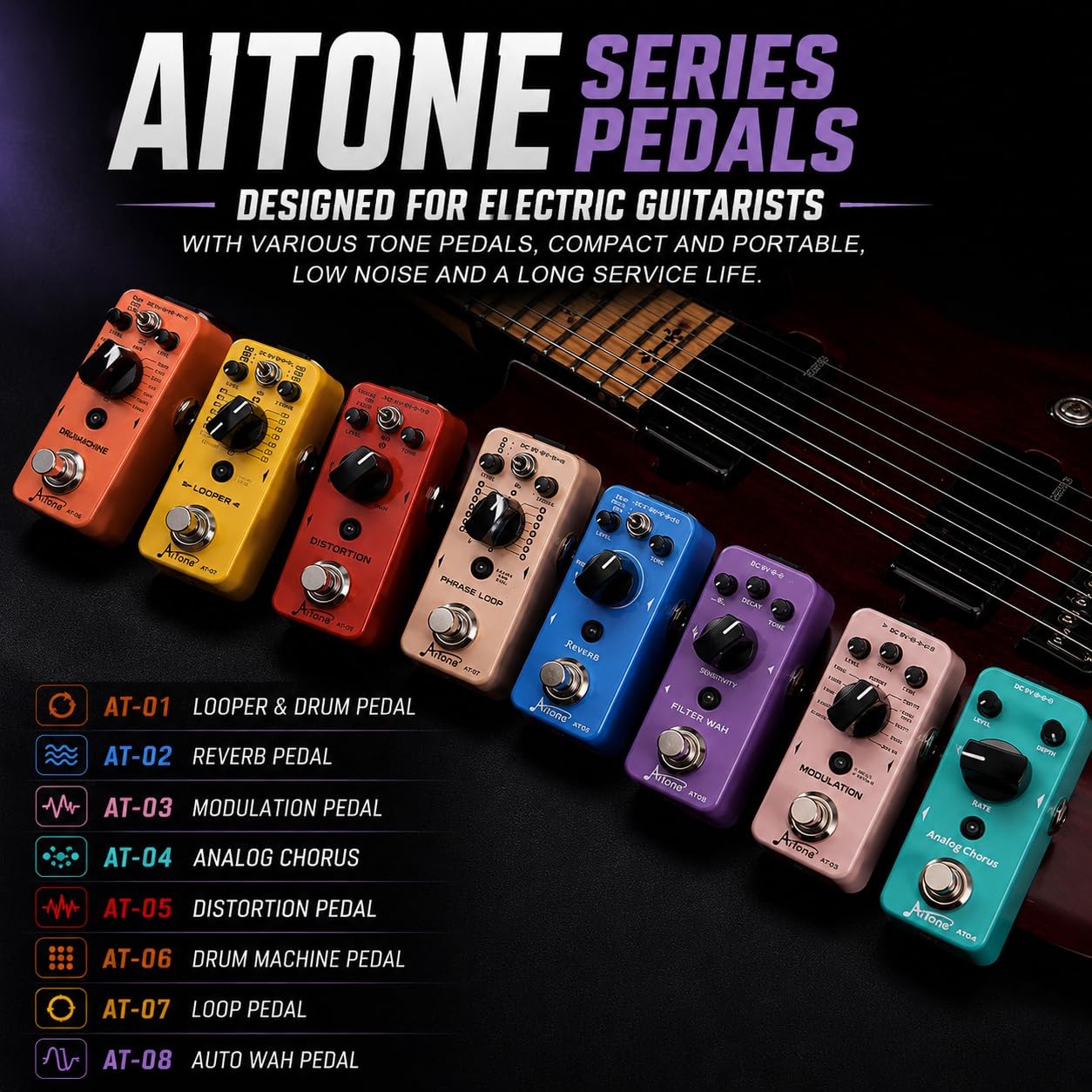 Modulation Pedal for Guitar with Chorus Flanger Tremolo Phaser Vibrato Multi ...