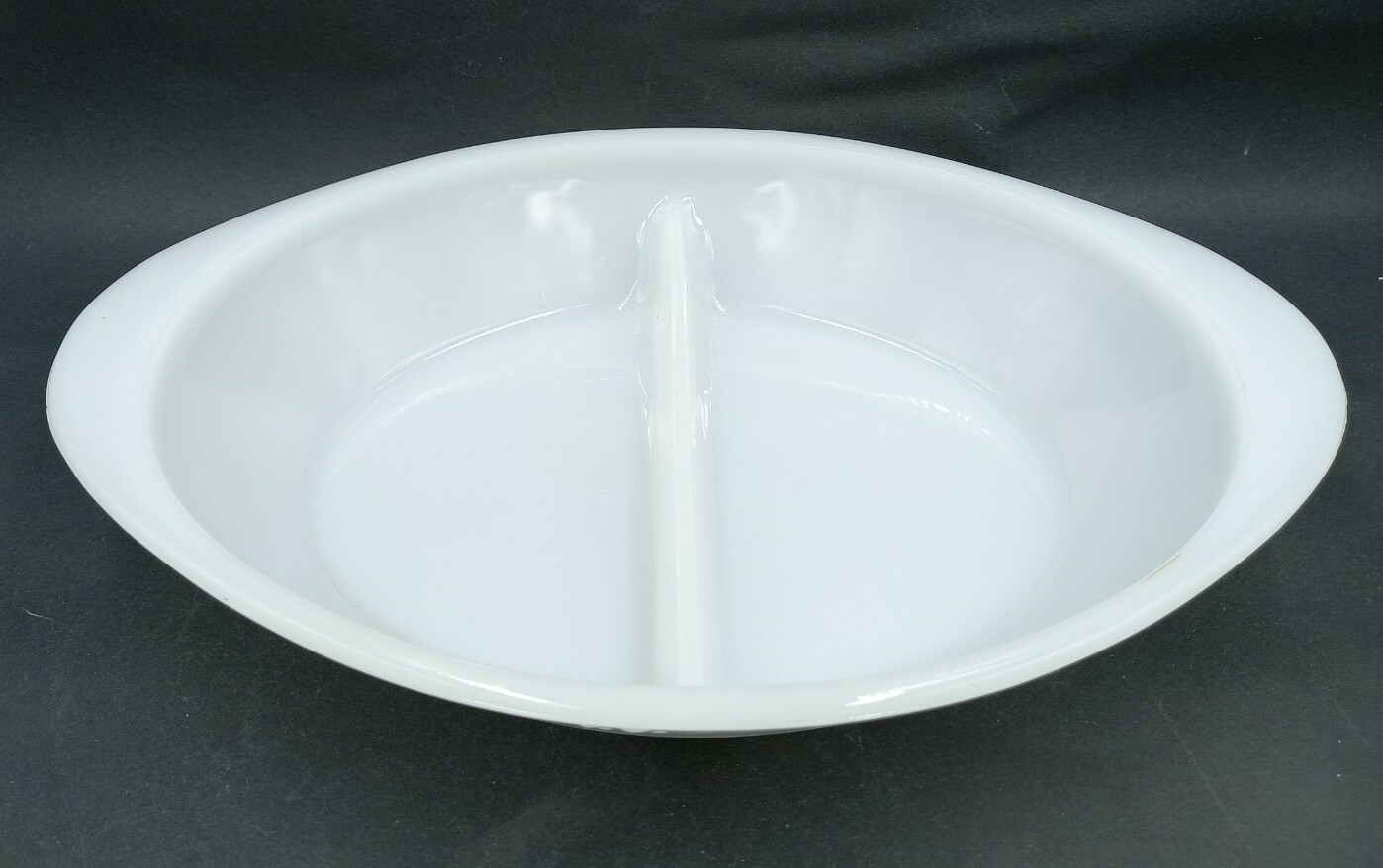 Vintage Glasbake J2352 80 White Divided Dish Microwave Safe 12" x 8 1/2" x 2"