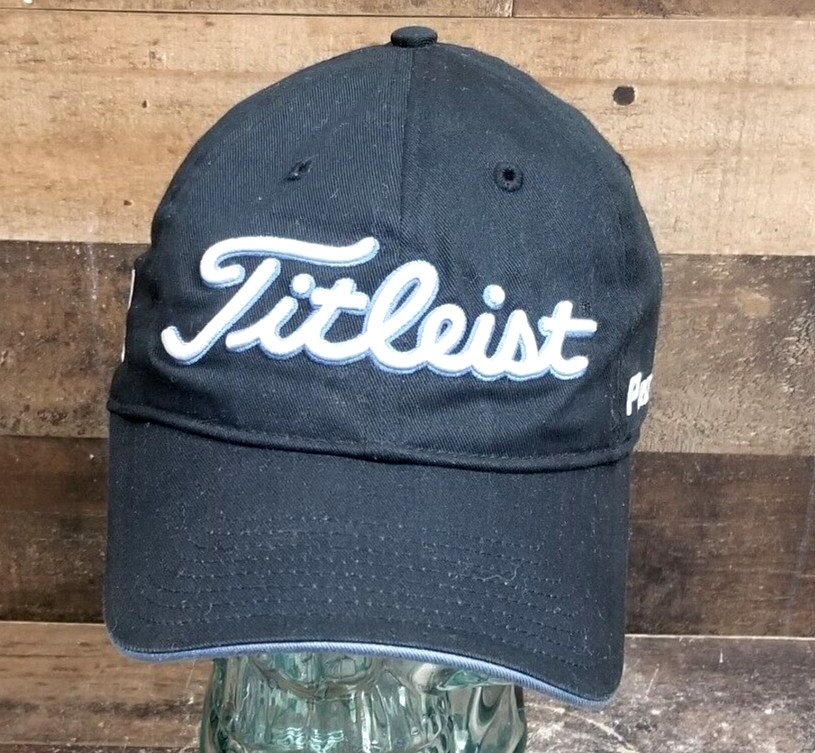 Titleist Footjoy Strapback Hat Baseball Cap Golf Pro V1 Embroidered Logo Black