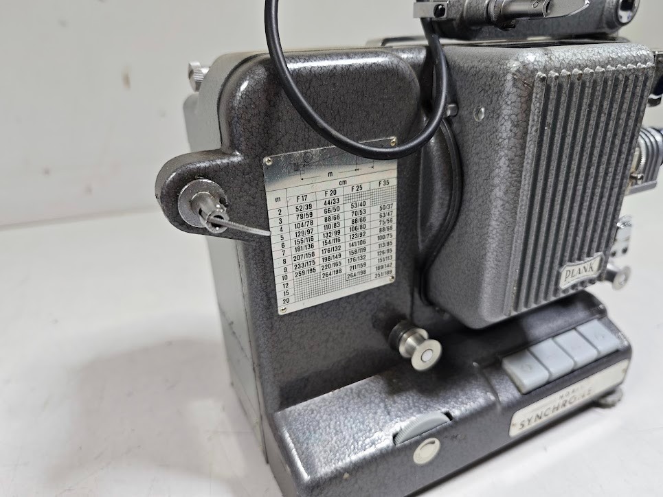 Vintage Plank Synchro 8mm Film Projector - Untested, Has Scratches and Marks