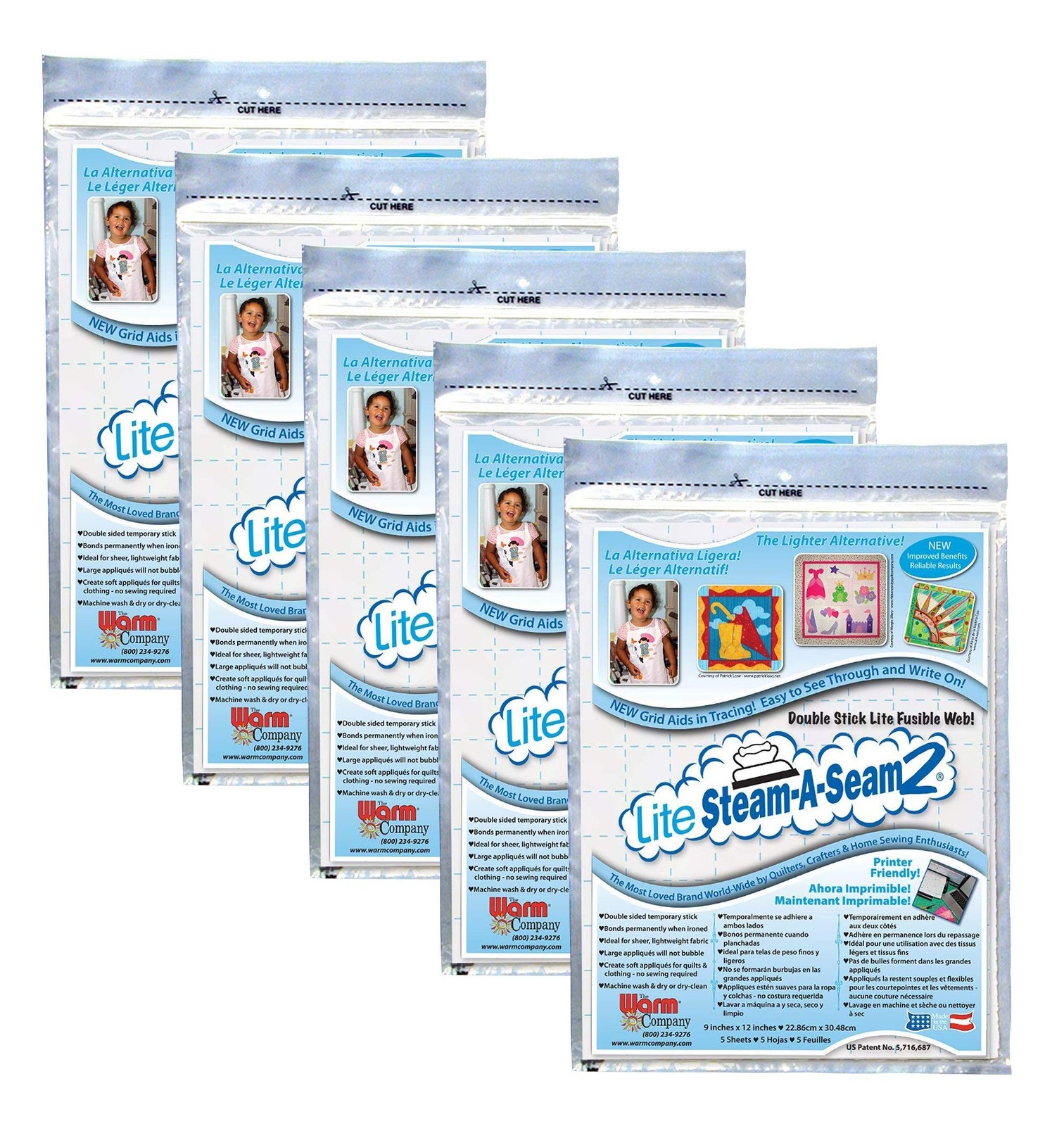 Bulk Buy: Warm Company (5-Pack) Lite Steam A Seam 2 Double Stick Fusible Web ...