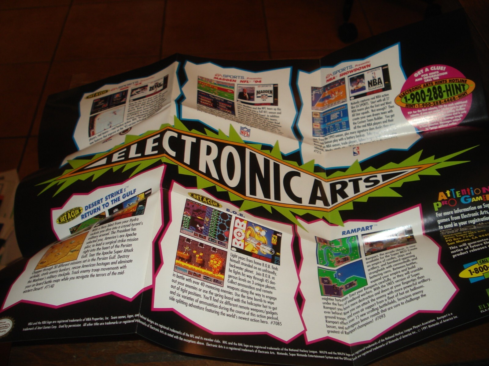 Electronic Arts poster game Insert Only ELA-SNS-4H-US  Super Nintendo SNES