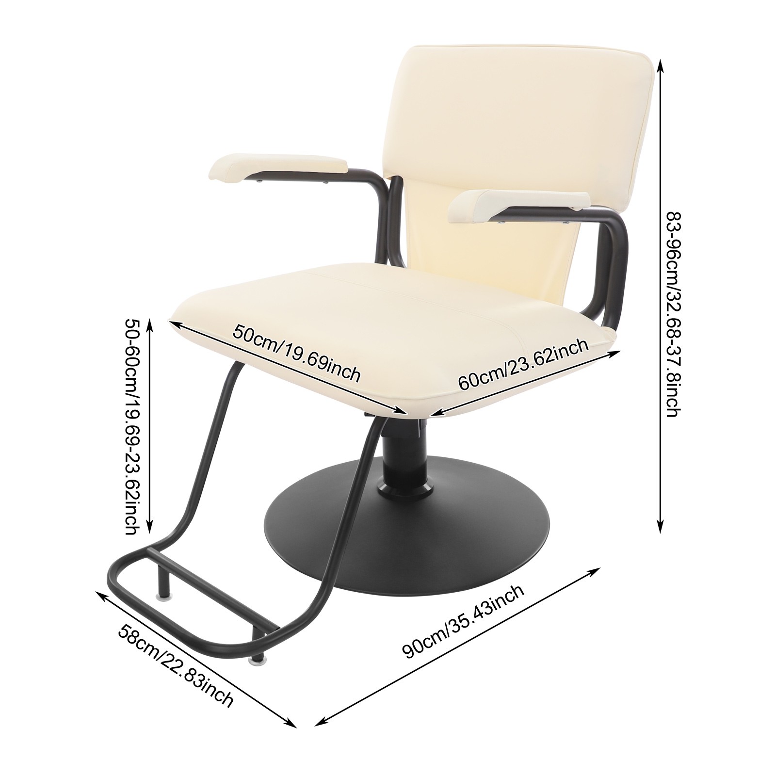 Salon Styling Chair, 360° Swivel Barber Chair, Adjustable Beauty Chair -white