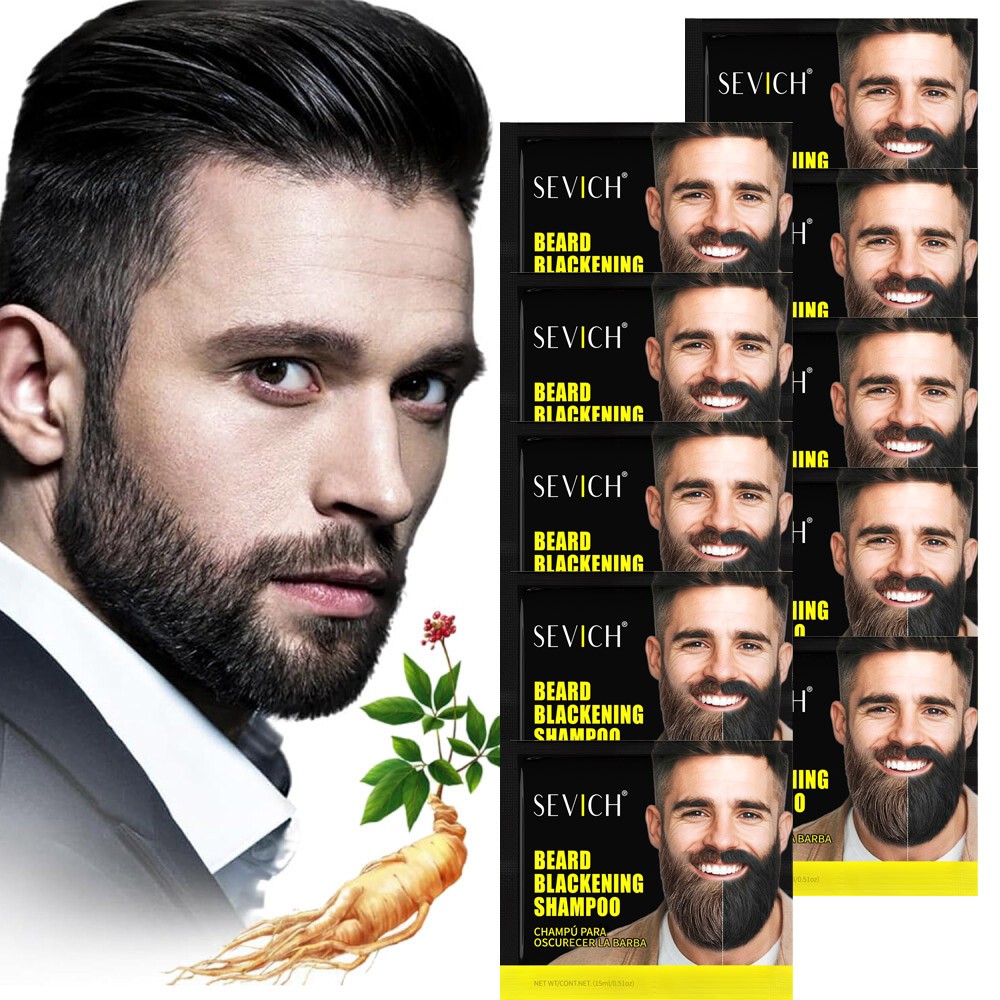 20 X Beard Hair Color Dye Shampoo Natural Men Mustache Dying Black Darkening Dye