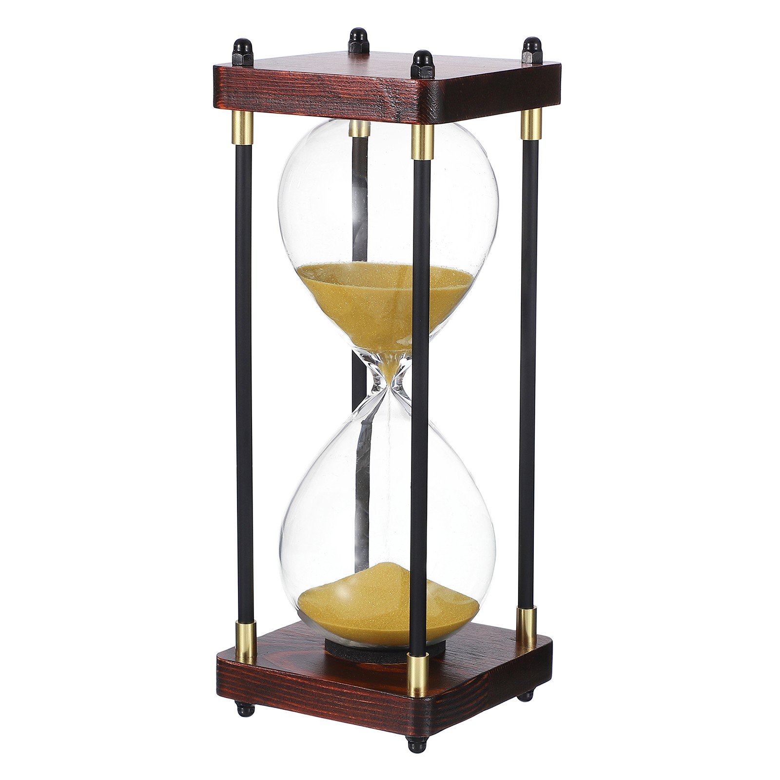 Large Decorative Sand Timer, 60 Min Modern Wooden Hour Glass, Gold Tone(Style 2)