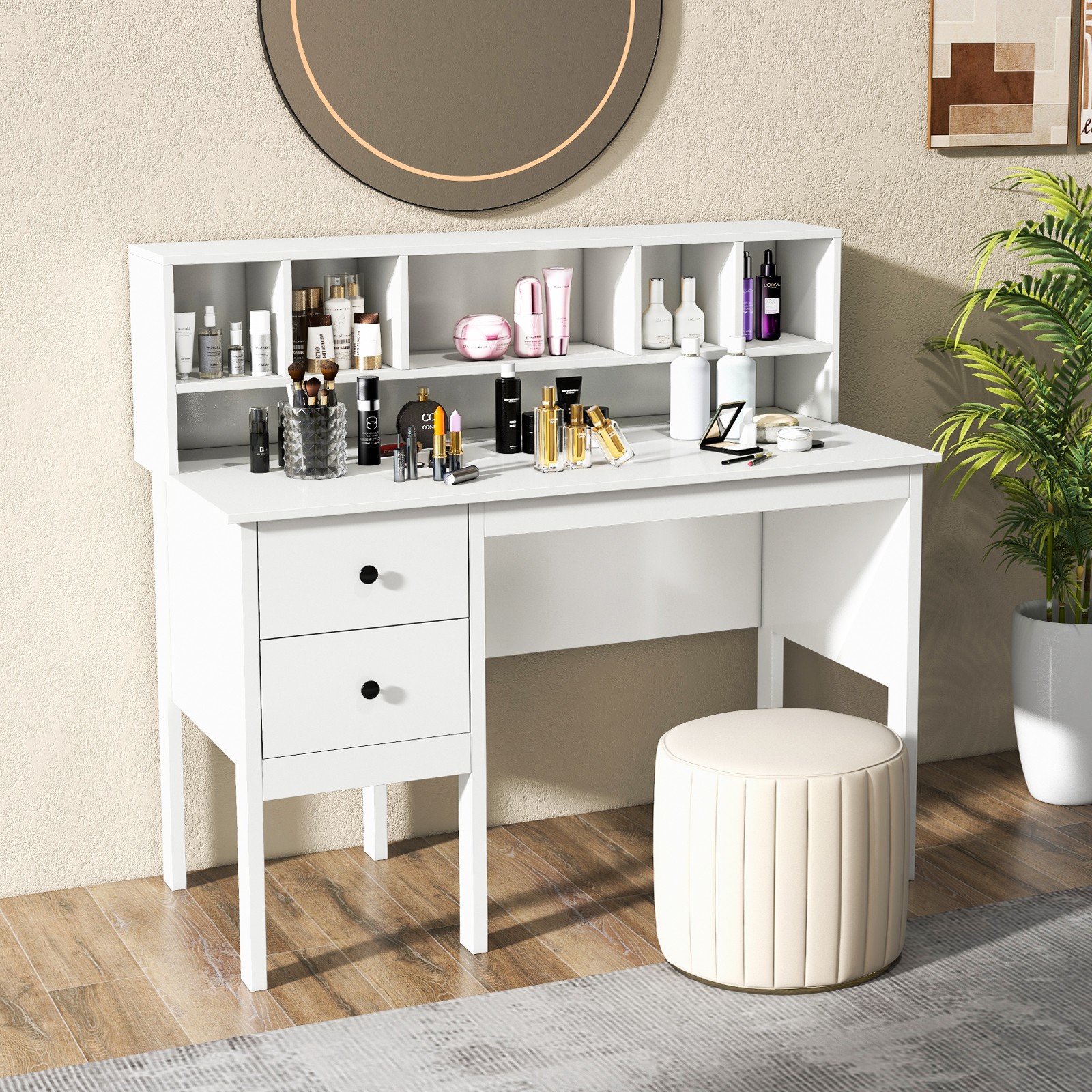 Computer Desk Home Office Workstation Laptop Table w/ Power Outlets & Drawers