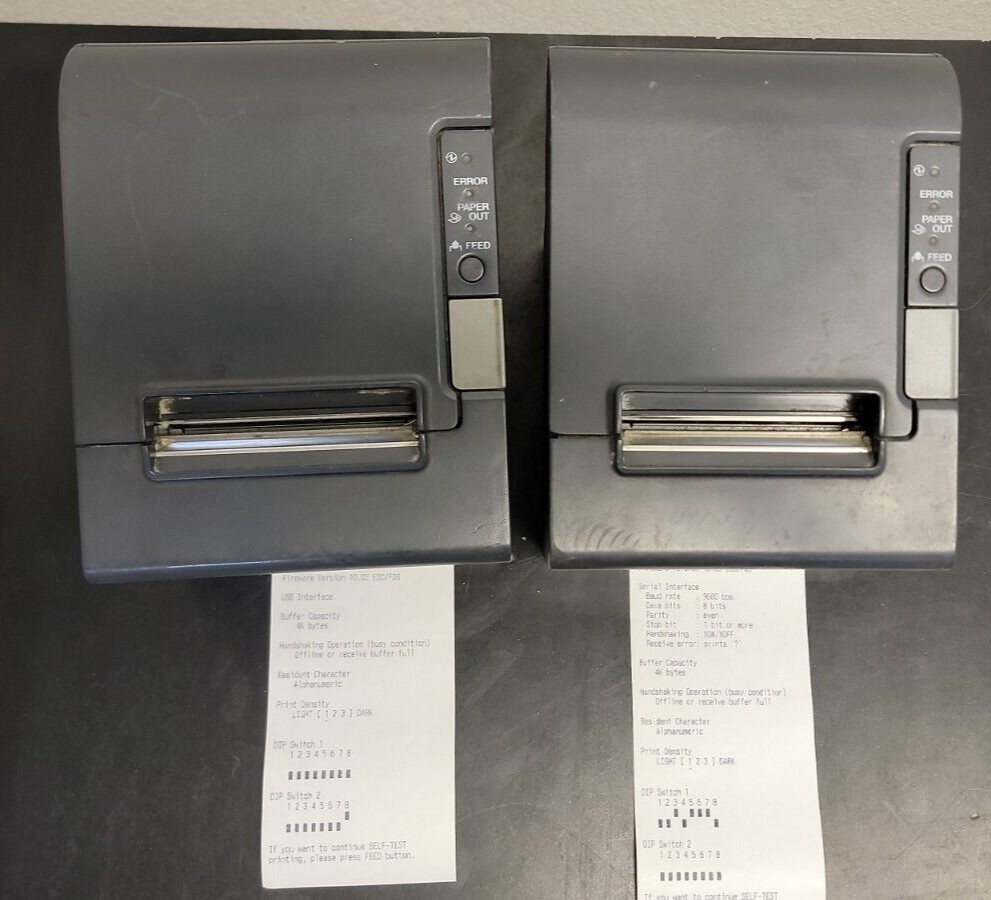 Pair of Epson TM-T88IV Point of Sale Printers Model M3873-61R and M129H