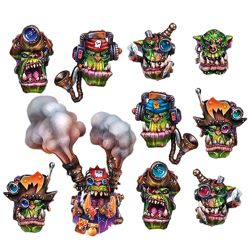 Ork Big Mek Warboss Nobz Oficier Heads Conversion Bits X10-Wargame Exclusive