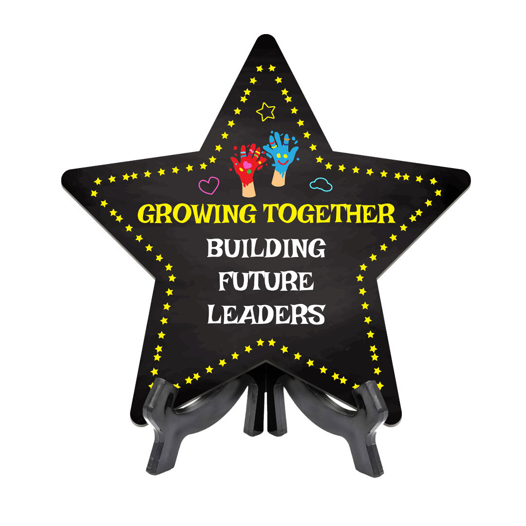Growing Together:Building Future Leaders Table Sign with Acrylic Stand(7.5x7.5“)