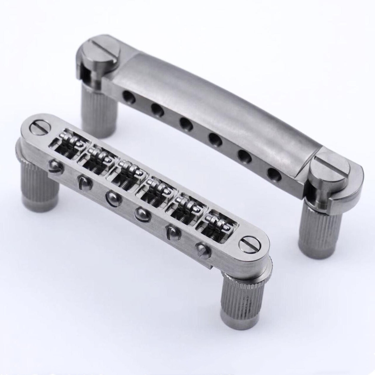 Titanium Alloy Tune-O-Matic Roller Bridge Stop Bar Tailpiece Combo Fit Les Paul