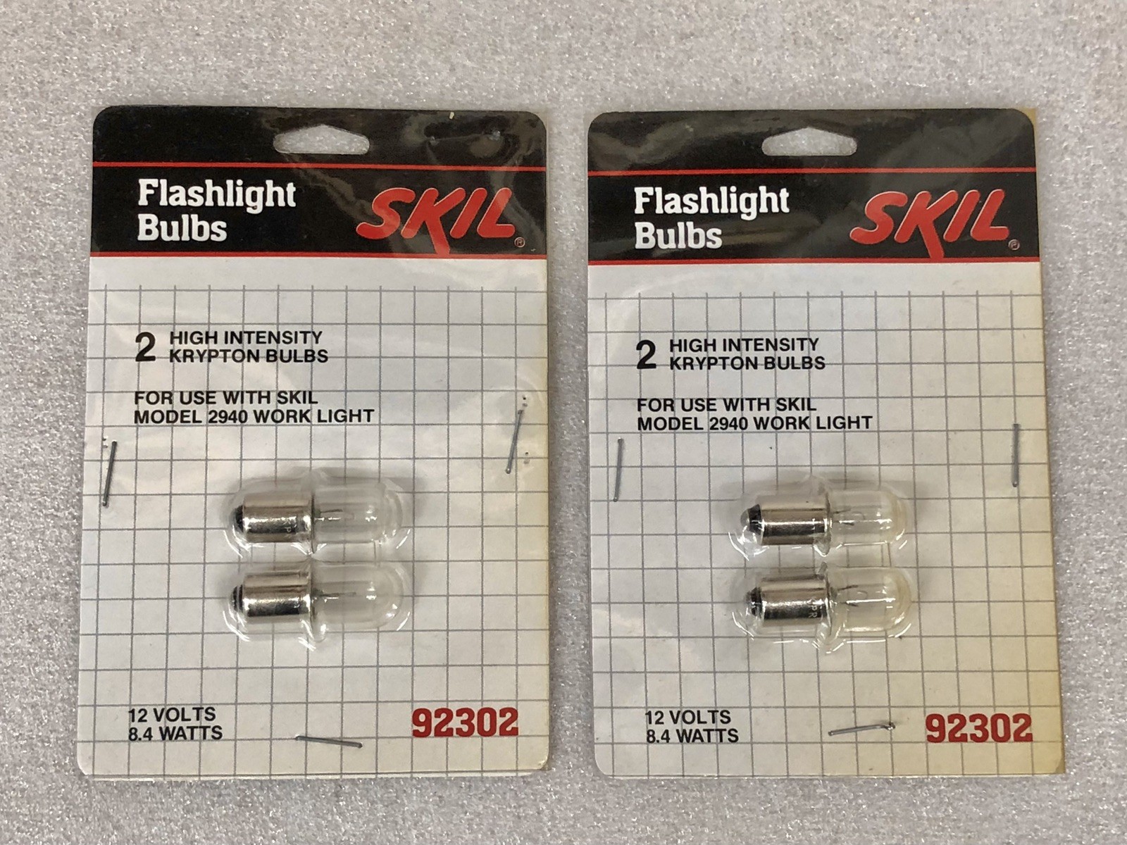 Lot of 2 Skil Flashlight Bulbs 12V High-Intensity Krypton Model 2940 #92302 NOS