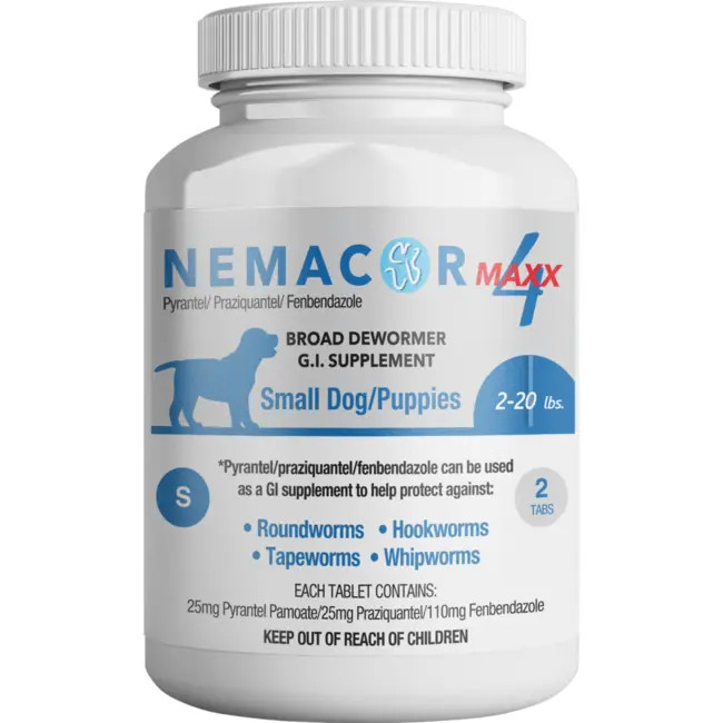 Nemacor Maxx Broad Dewormer Tablets For Small Dogs Puppies 2-20 Lbs 2
