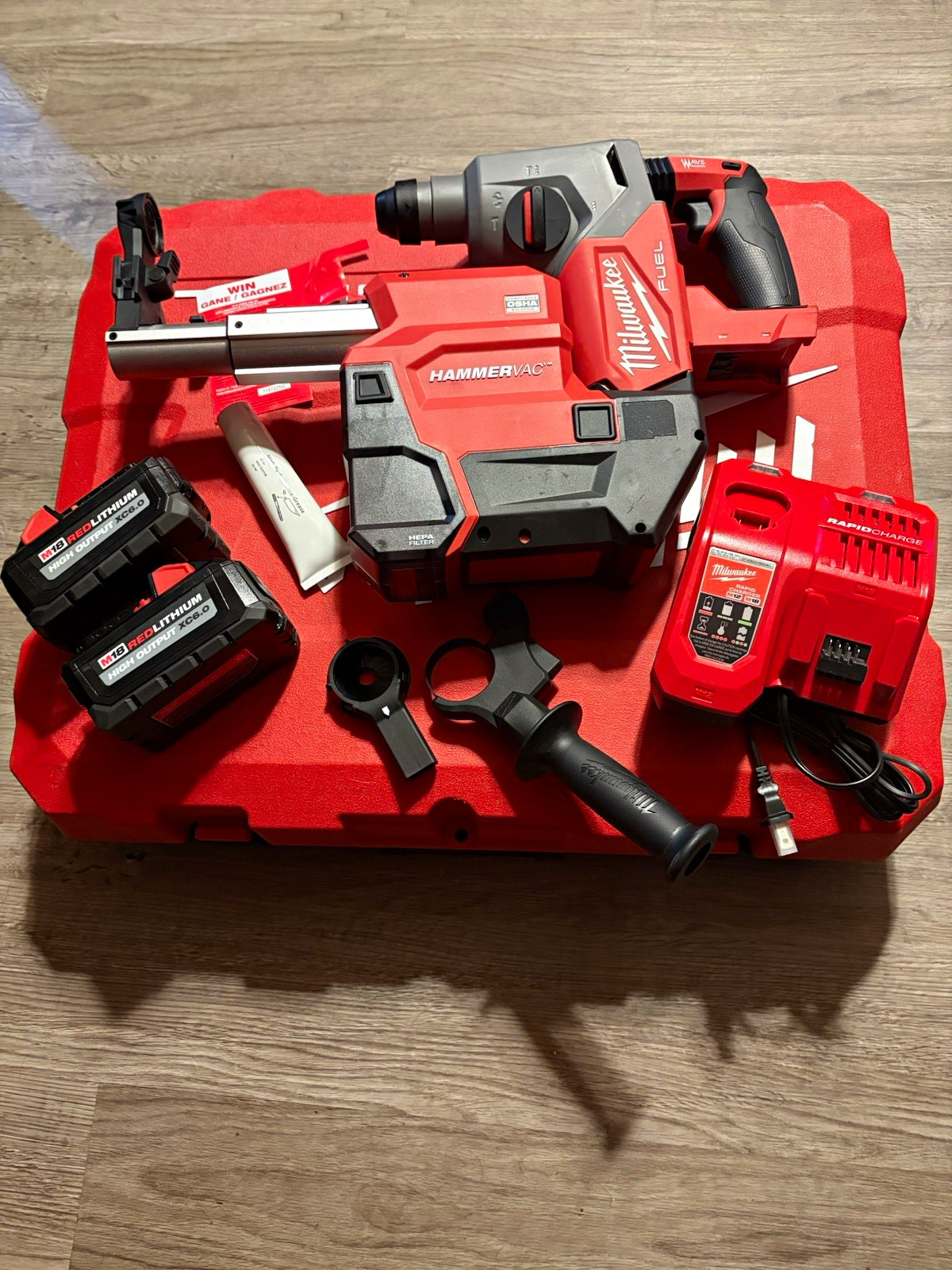 Milwaukee M18 18V Brushless Rotary Hammer Drill Kit, 2 Li-Ion Batteries, Charger