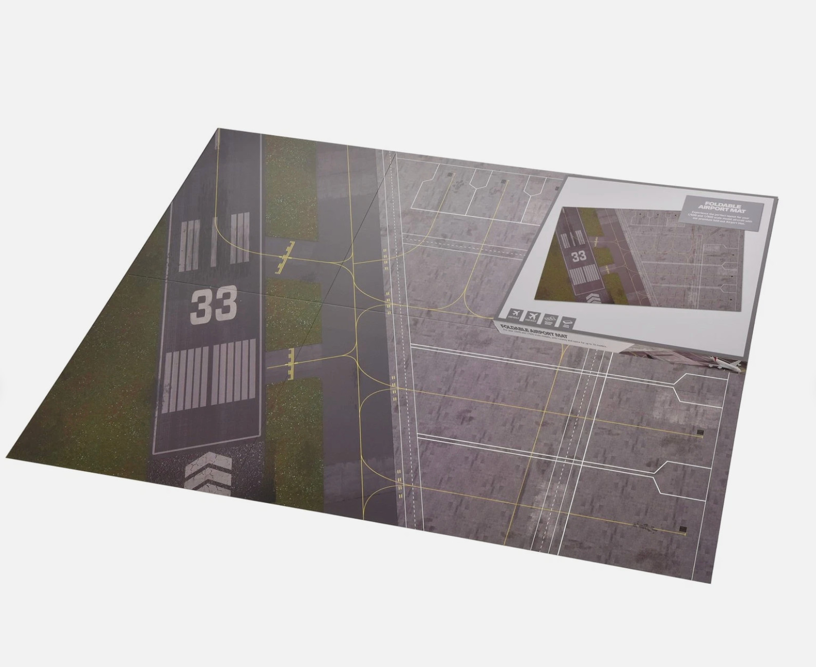 Airport Layout Mat with Runway - for Model Aircraft in 1/400 & 1/500 Scale, F...