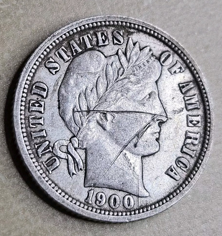 1900 O Barber Dime Extremely Fine  XF Or AU About Unc Details Scratched