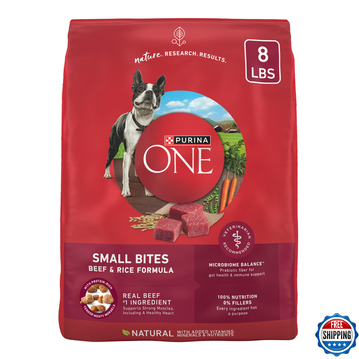 Purina ONE Small Bites Beef & Rice Formula High Protein Dry Dog Food Natural
