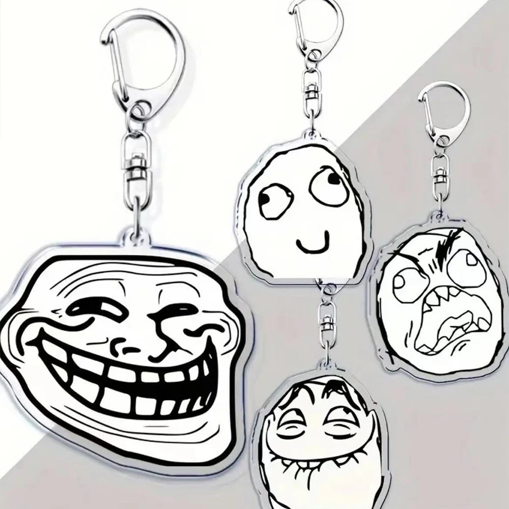 Funny Troll Face Rage Meme Keychain Key Ring Pendant Bag Charm Fan Gift  2026