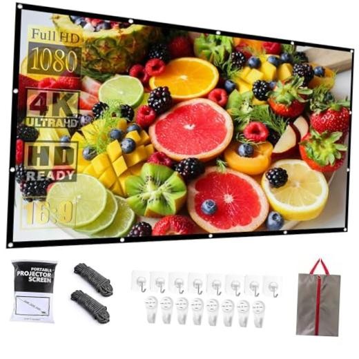 Projector Screen 60 Inch Portable Movie Screen for Outdoor Indoor 16:9 60INCH
