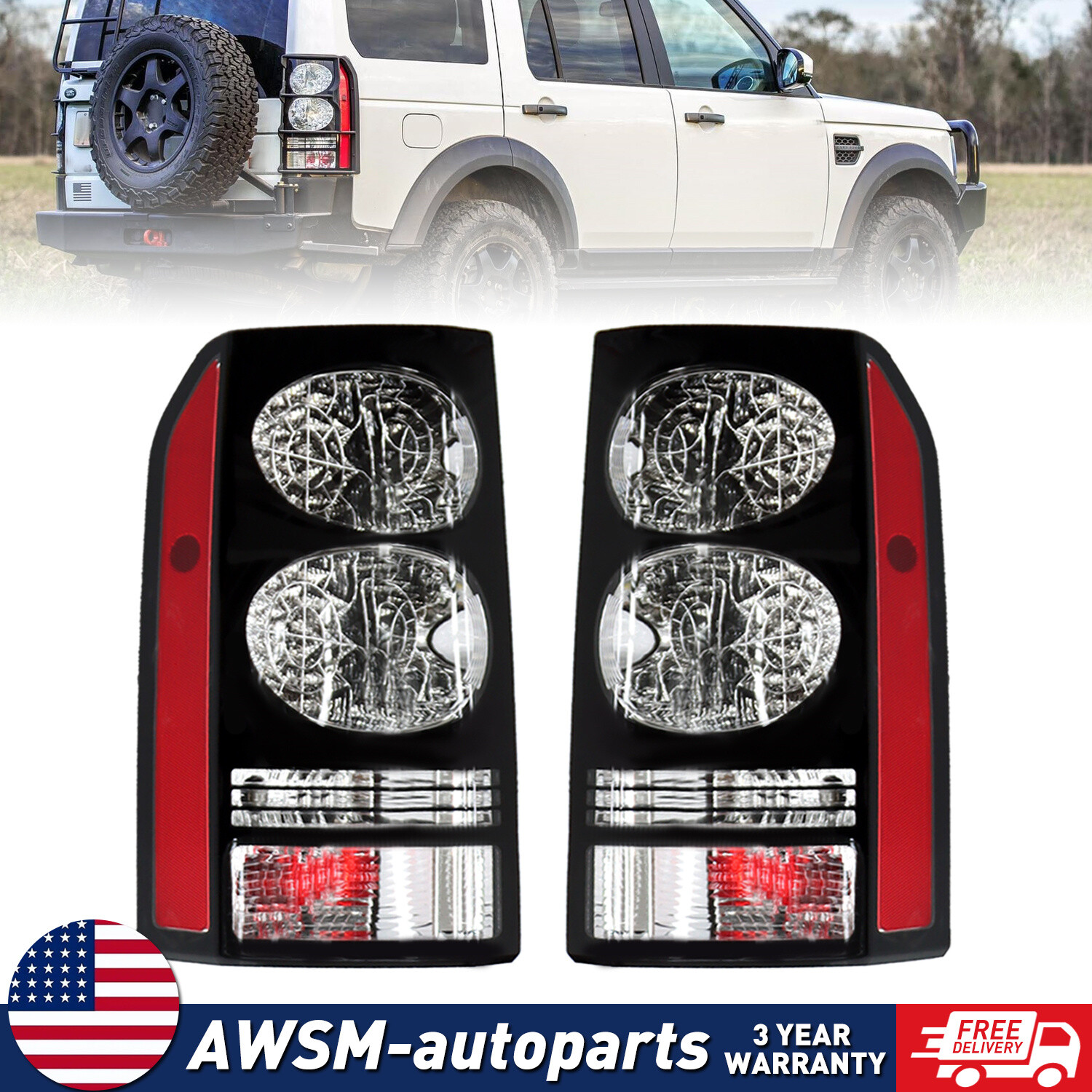 Pair Tail Light Brake For Land Rover Discovery LR3 LR4 2004-2013 2014 2015 2016