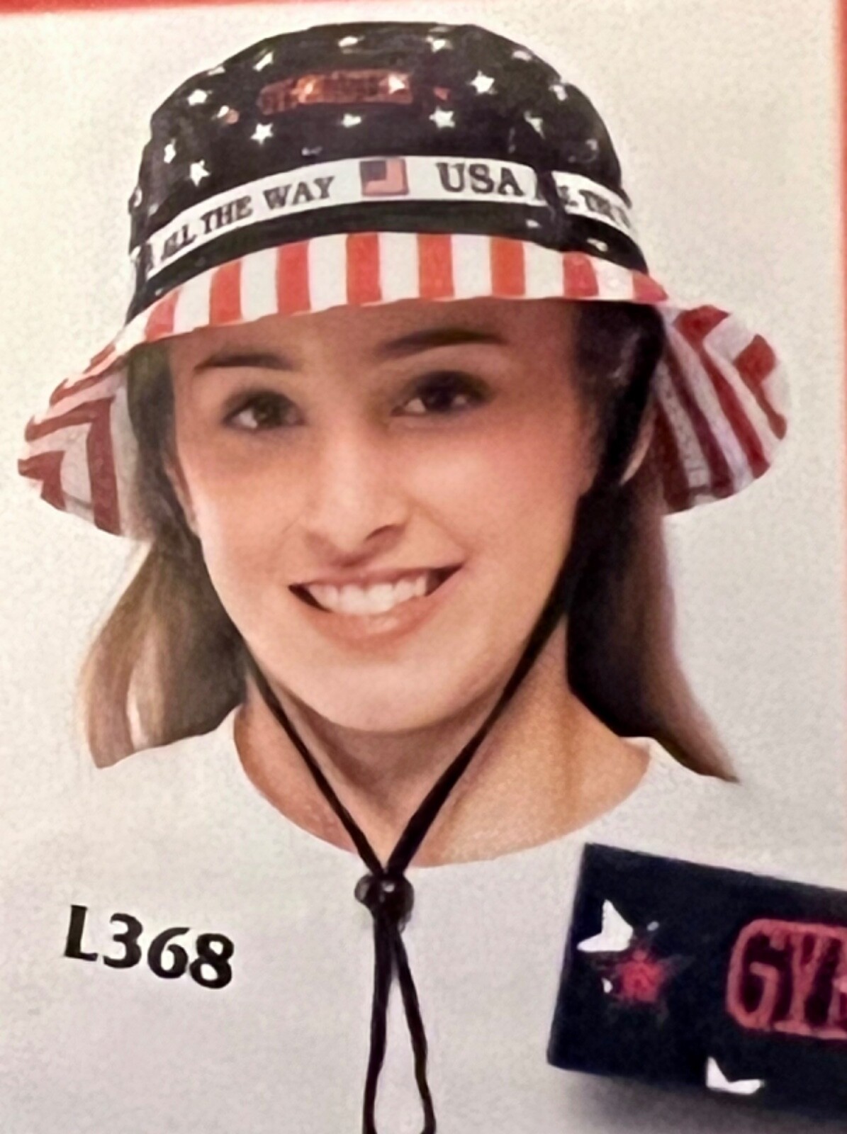 STARS & STRIPES BUCKET HAT “USA ALL THE WAY” GRAPHIC GYMNASTICS EMBROIDERED Sz L