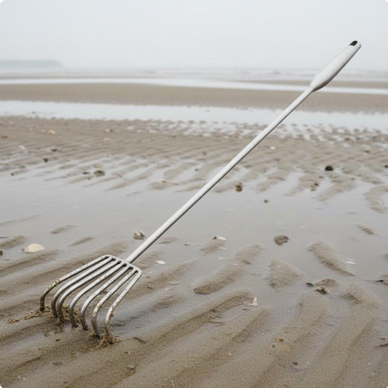 Stainless Steel Clam Rake Heavy Duty 7 Tine Beachcombing Rake Multi-Functional
