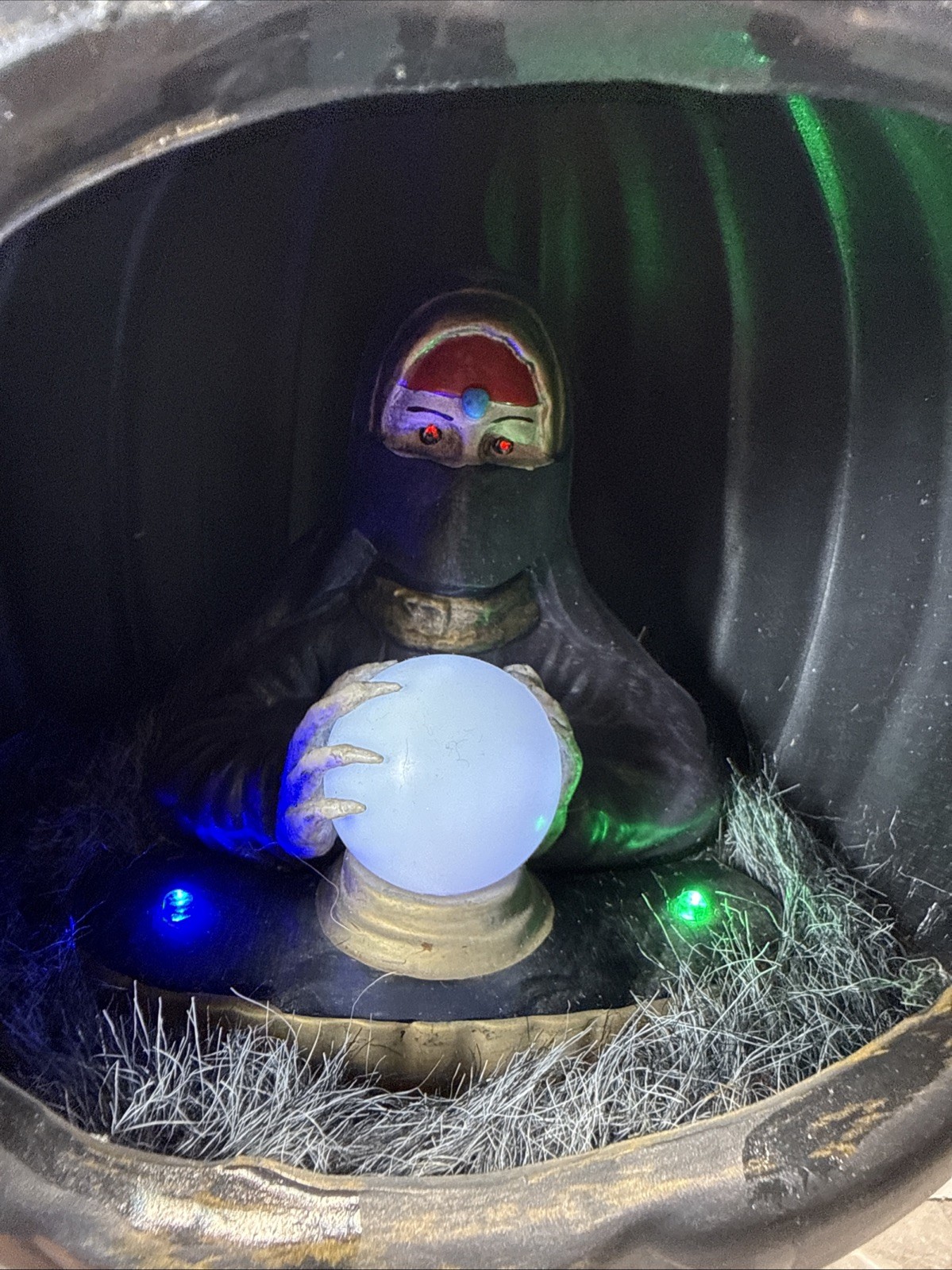 Gemmy Motion Activated Fortune Teller In Black Pumpkin Talking Color Changing 9”