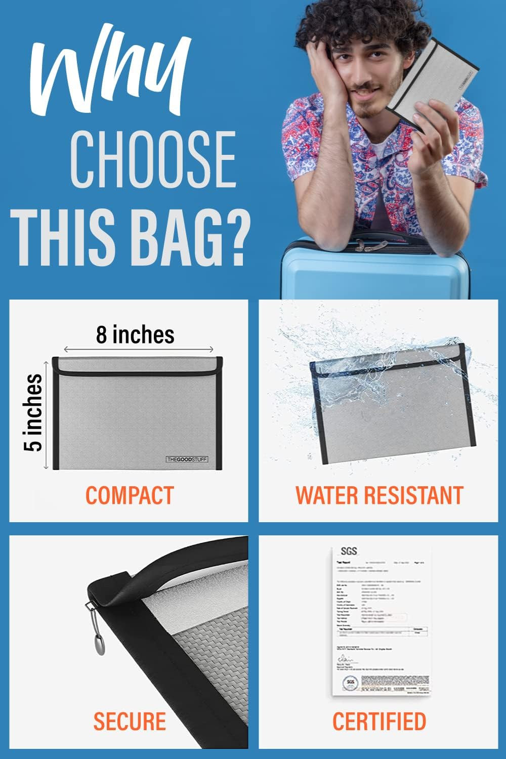 Fireproof Document Bag Envelope Size: 8" X 5" [2000°F UL Certified] Fireproof Ca