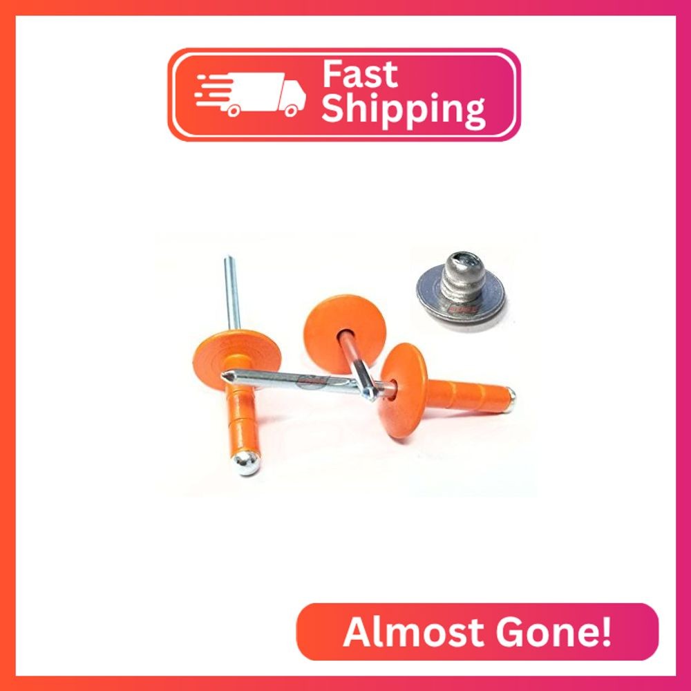 Orange 3/16" Aluminum Large Head with Steel Mandrel Multi Grip Pop Rivets Fasten