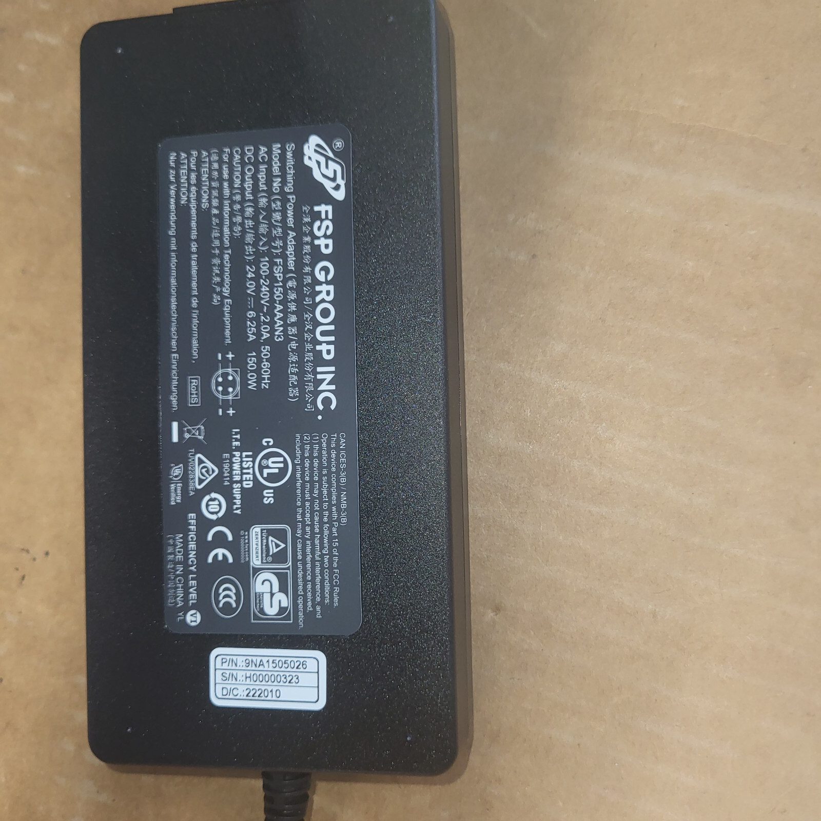 FSP AC Adapter FSP150-AAAN3/9NA1505026 150W 24V 4-pin Power, w/ Power Cord