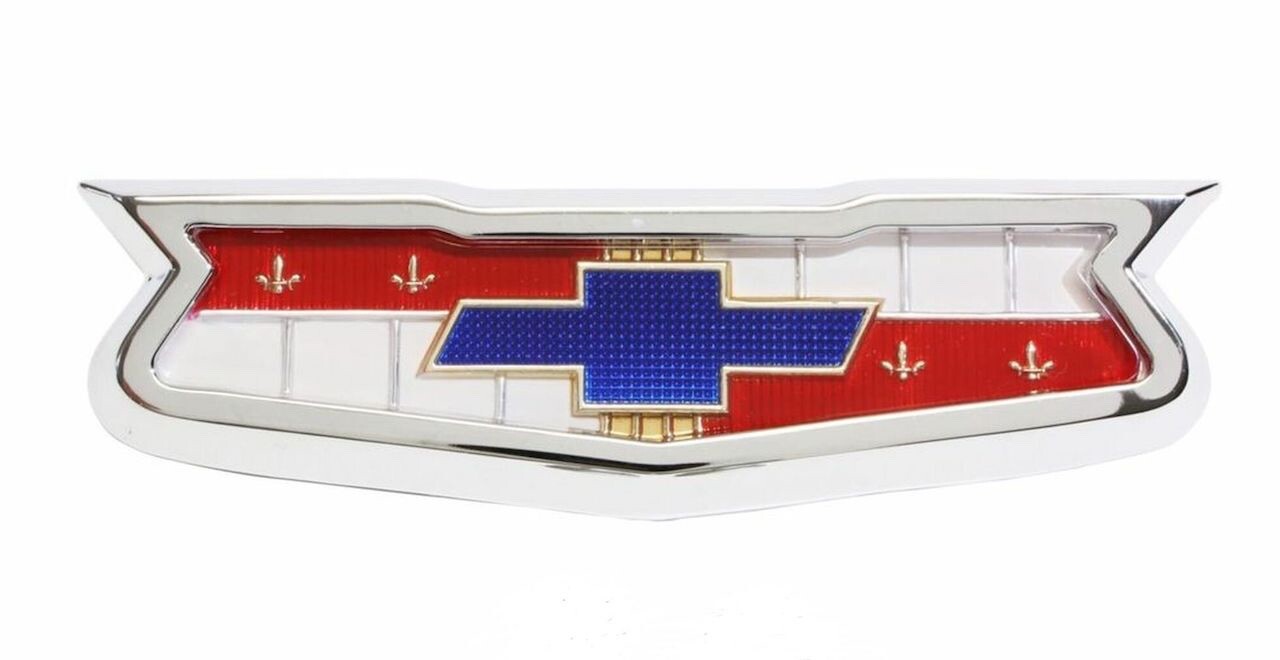56 Chevy V8 Hood Emblem & Bezel 1956 Chevrolet New