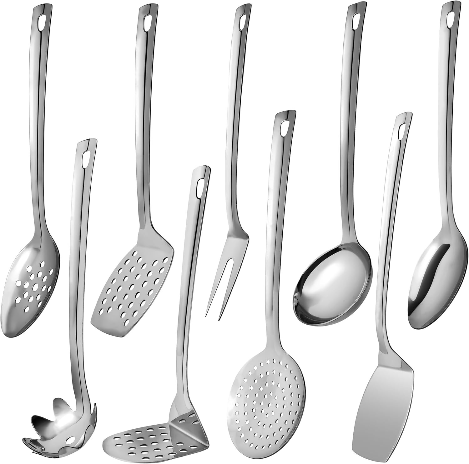 9 Pcs Premium Stainless Steel Kitchen Cooking Utensils Set Metal Cooking 13"