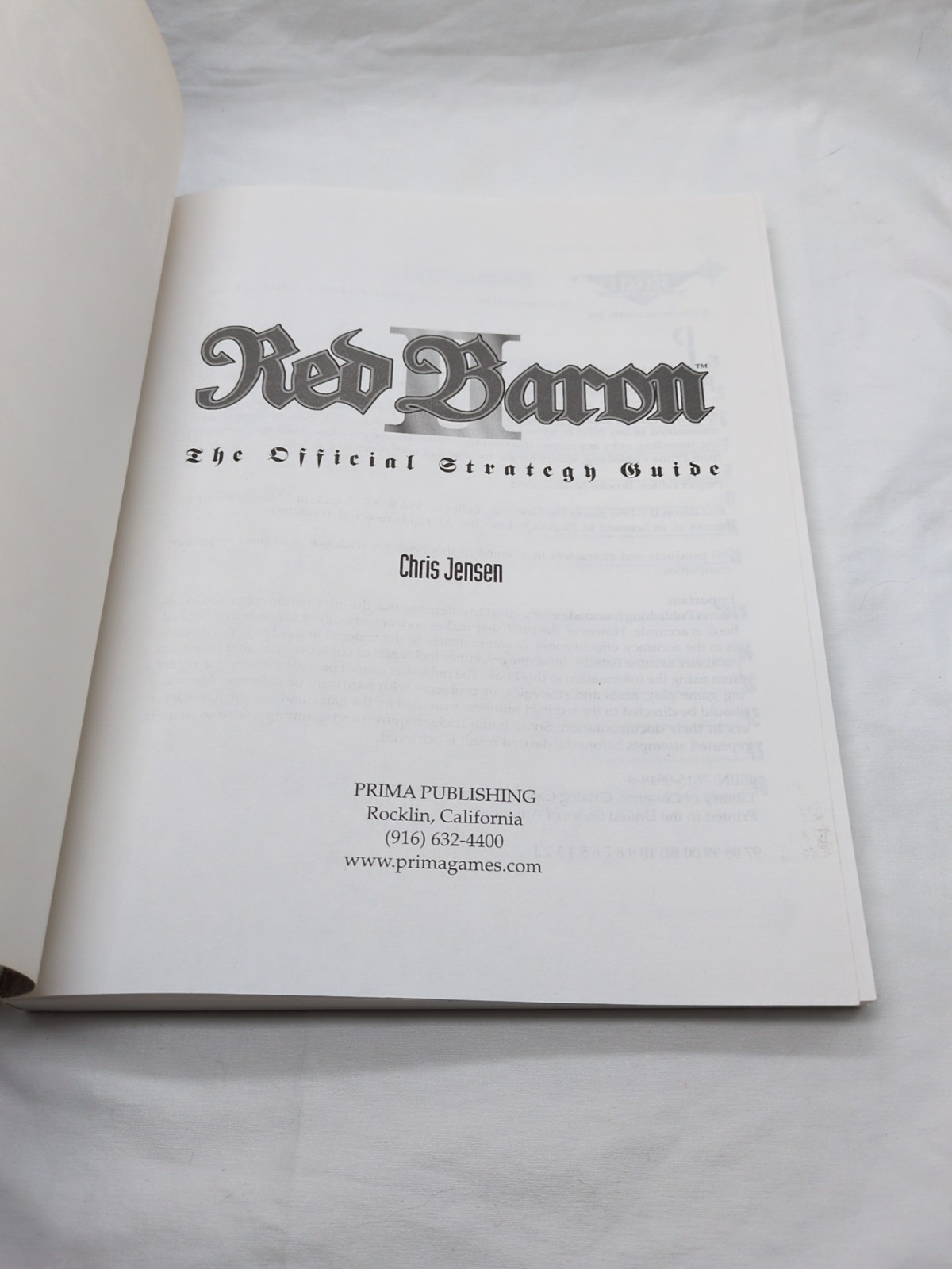 Red Baron II Primas Official Strategy Guide Book