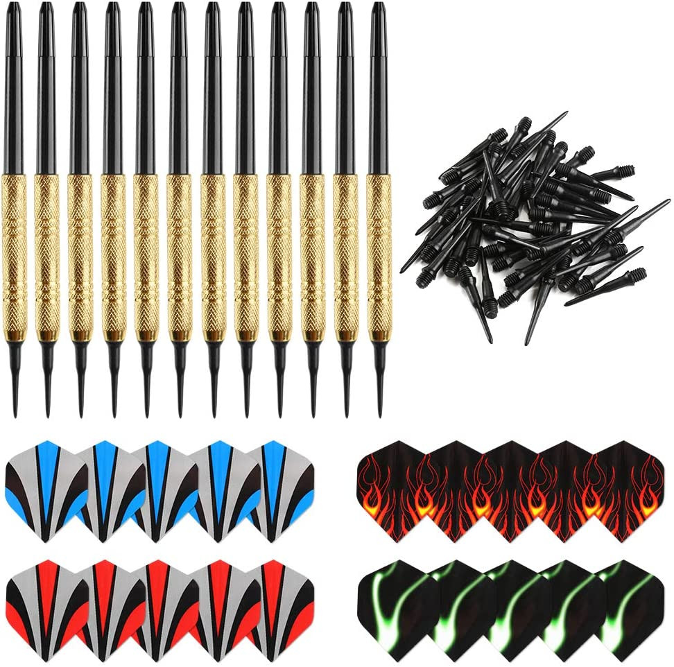 12 Pcs Darts Plastic Tip, Soft Tip Darts Set, 14G Plastic Tipped Dart, Attach Ex