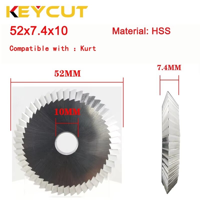 Kurt 52mm Cutter in HSSM35 52x7.4x10 Compatible with Kurt Key Cutting Machine