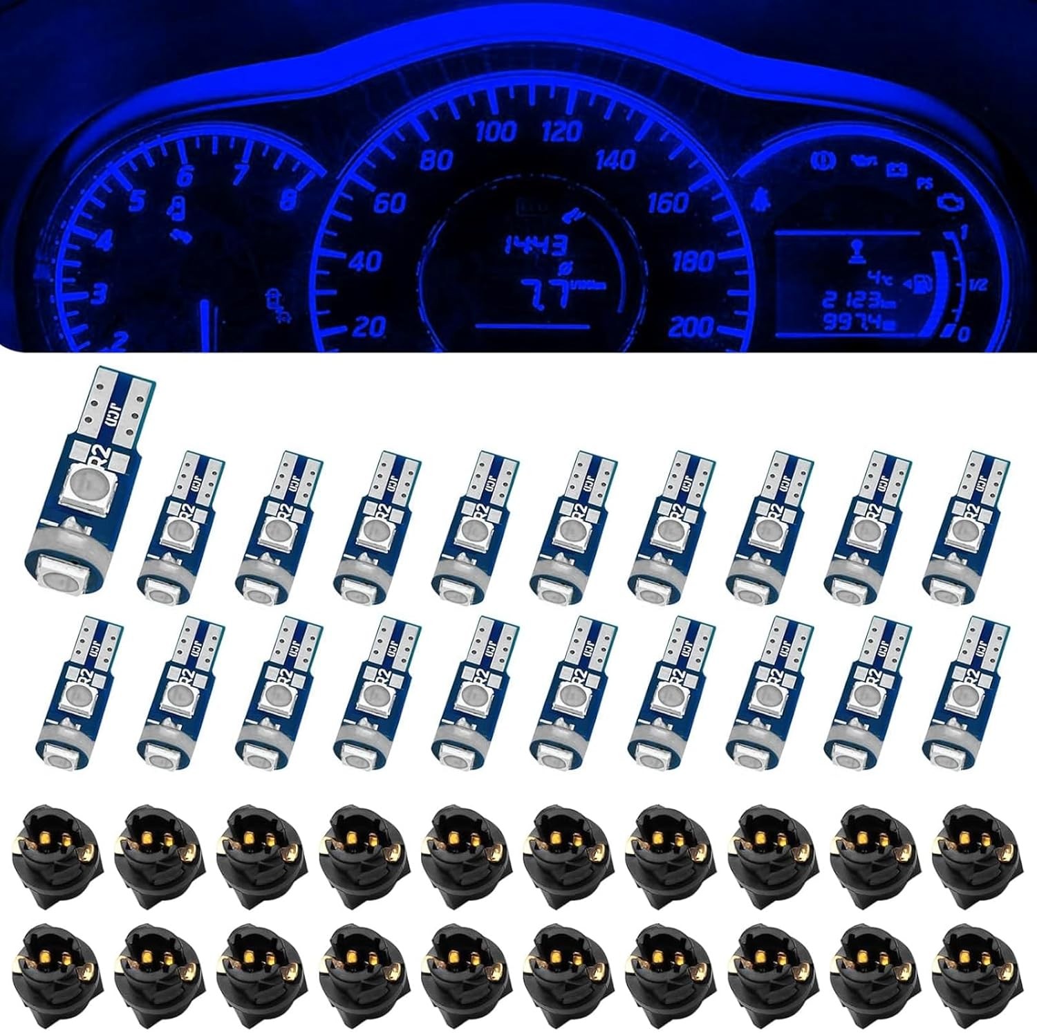 74 Led Bulb Dash Lights Super Bright, T5 37 74 LED Bulb with Twist Color: blue