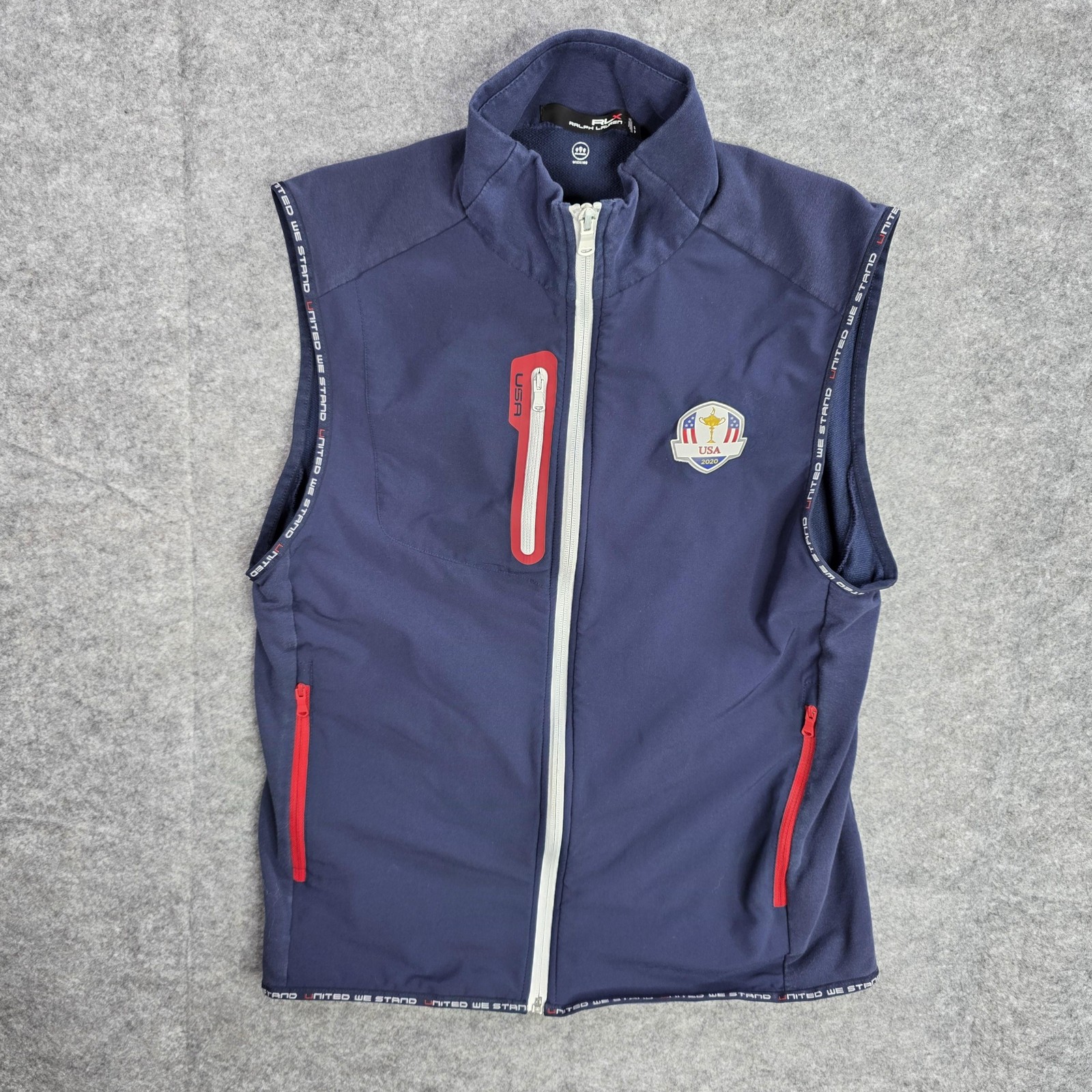 USA Golf Vest Mens Small Blue Ryder Cup 2020 RLX Ralph Lauren United We Stand