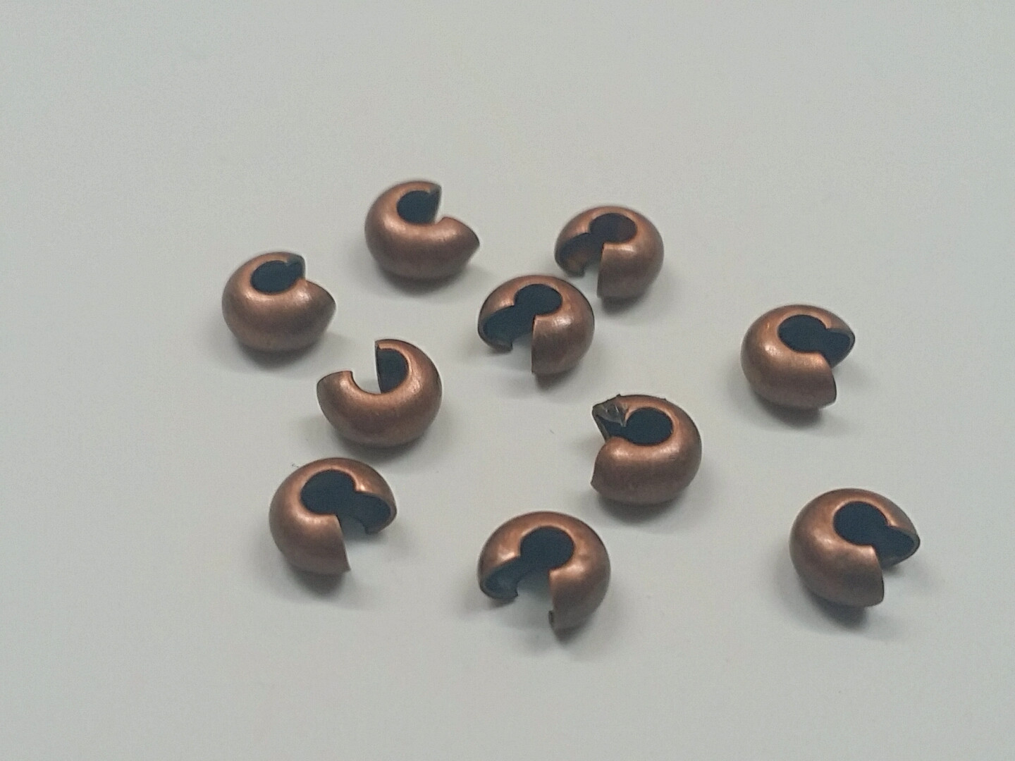 Red Copper Crimp Bead Covers Qty 50 -  4mm, Hole 1.5 mm