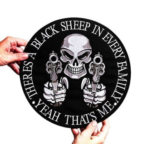 Black sheep skull Large Back Patch for custom biker vest
