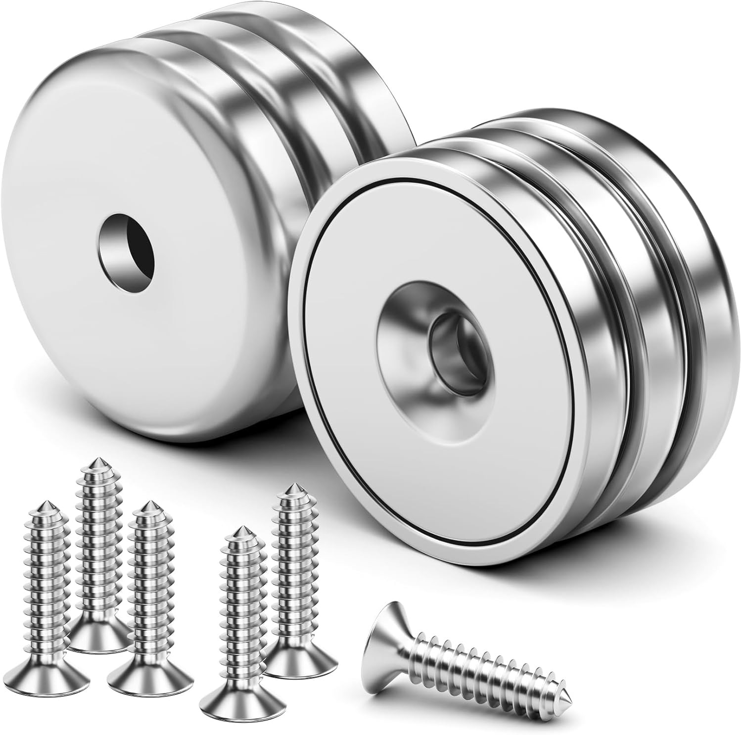 6 Pack 70LBS Neodymium round Base Cup Magnets, Strong Rare Earth Magnets with Co
