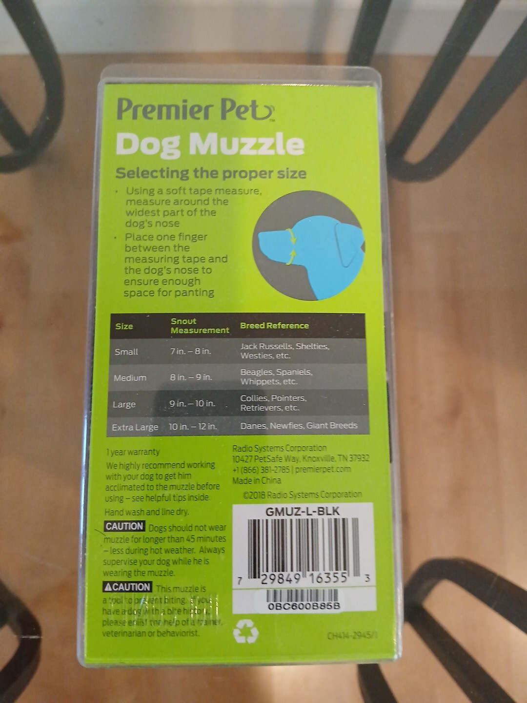 New in box Premier Pet Dog Muzzle Safe & Effective Size Large L