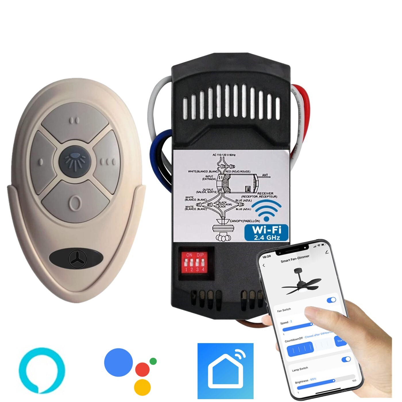 USED Wi-Fi 35T Ceiling Fan Remote Control for Harbor Breeze Hampton Alexa Googl