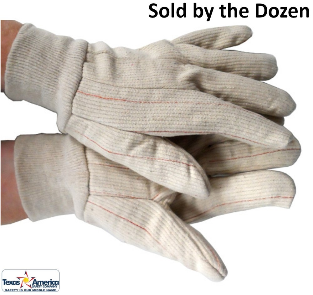 Cotton Double Palm Glove with Knit Wrist (Sold by Dozen)